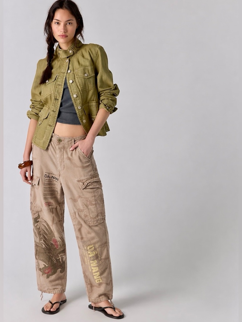 Vintage Da-Nang Embroidered Surplus Camouflage Cargo Pants